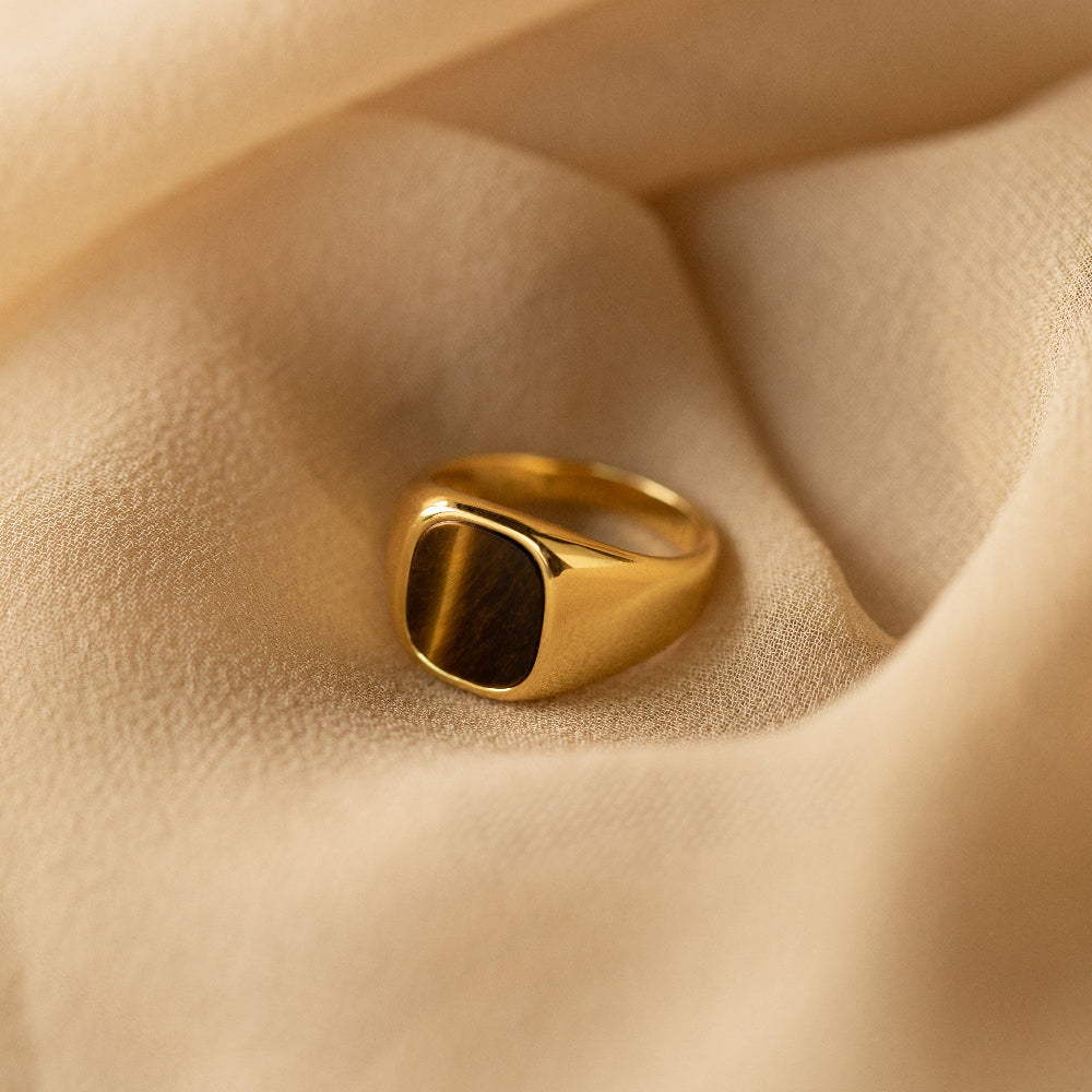 Men'S Tigers Eye Ring by • Chunky Vintage Statement Ring, Signet Gemstone Ring • Men'S Jewelry • Gift for Him • RR097