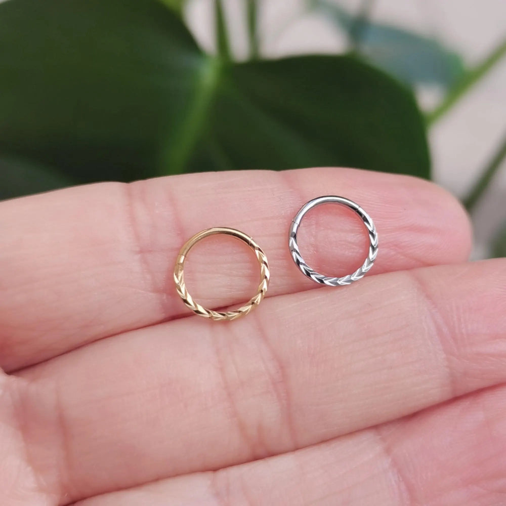 Titanium Implant Grade Braid Nose Ring Hinged Segment Nose Ring, Septum Clicker Ring, Nose Hoop, Clicker Ring, Tiny Ring, Daith Hoop