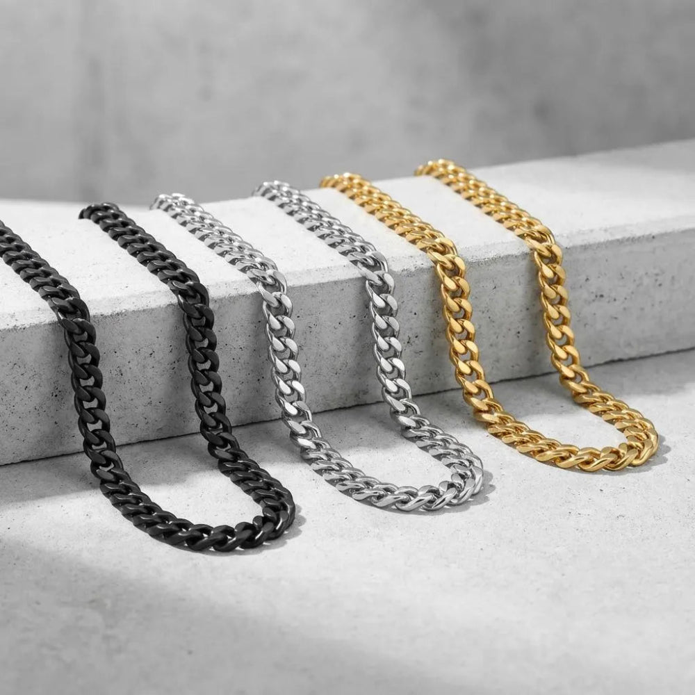 Black Necklace , Stainless Steel Black Curb Cuban Link Chain Necklace , Black Necklace for Men and Women , Gift for Him , Mens Black Chains