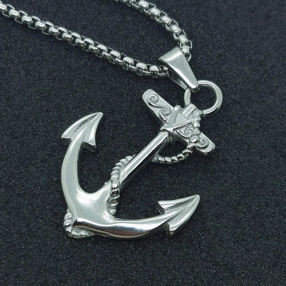 Mens Anchor Pendant Necklace Nautical Gift for Sailors Mens Travel Charm