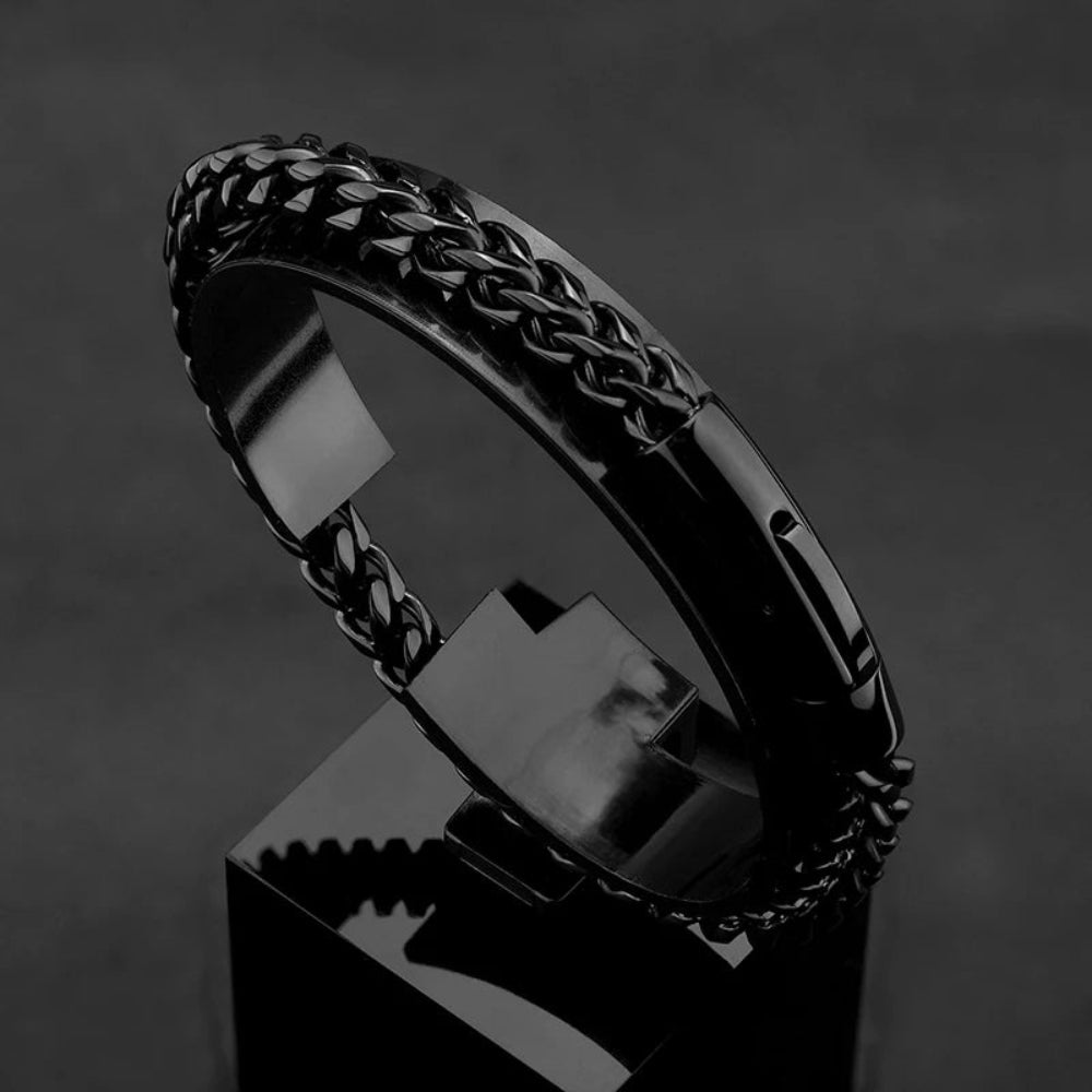 Locomotive Men Punk Rock Bicycle Chain Bracelet 18K Gold Plated Stainless Steel Magnet Button Male Jewelry Gifts