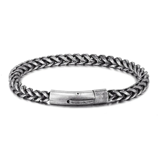 Locomotive Men Punk Rock Bicycle Chain Bracelet 18K Gold Plated Stainless Steel Magnet Button Male Jewelry Gifts