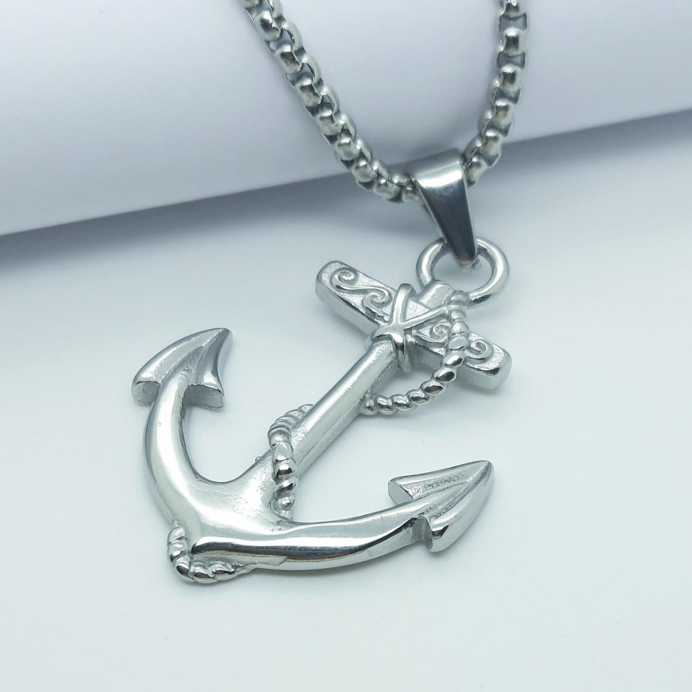 Mens Anchor Pendant Necklace Nautical Gift for Sailors Mens Travel Charm
