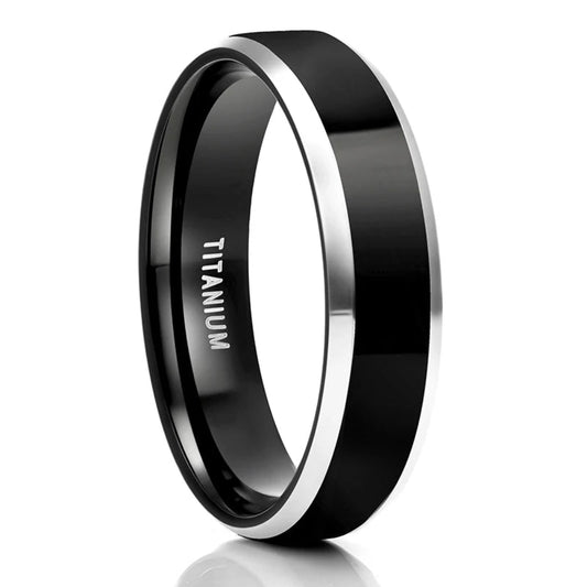 Men Ring Black Luxury Wedding Band Pure Titanium Polished for Women Lover Rings Couple Engagement Jewelry Size 4-Size 14