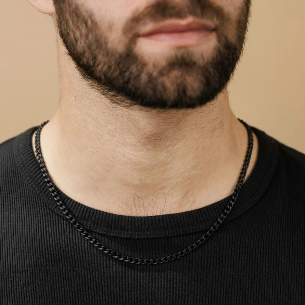 Black Necklace , Stainless Steel Black Curb Cuban Link Chain Necklace , Black Necklace for Men and Women , Gift for Him , Mens Black Chains