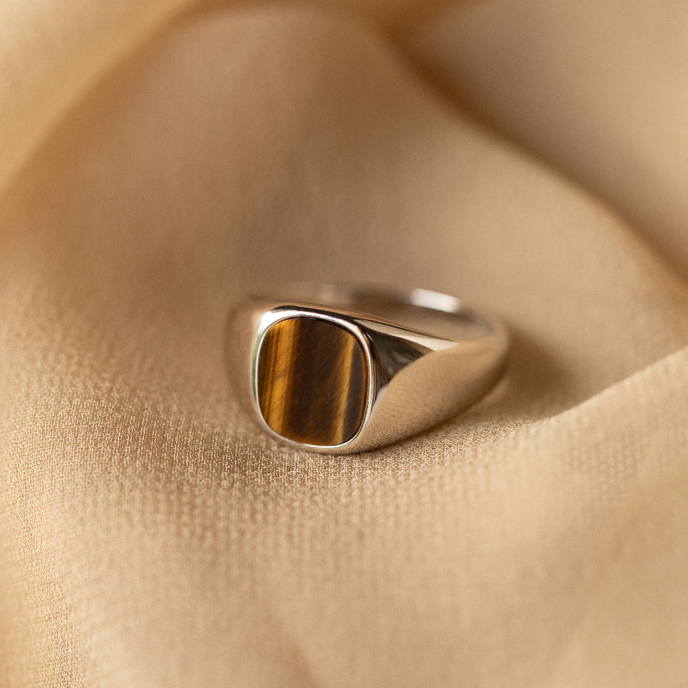 Men'S Tigers Eye Ring by  • Chunky Vintage Statement Ring, Signet Gemstone Ring • Men'S Jewelry • Gift for Him • RR097