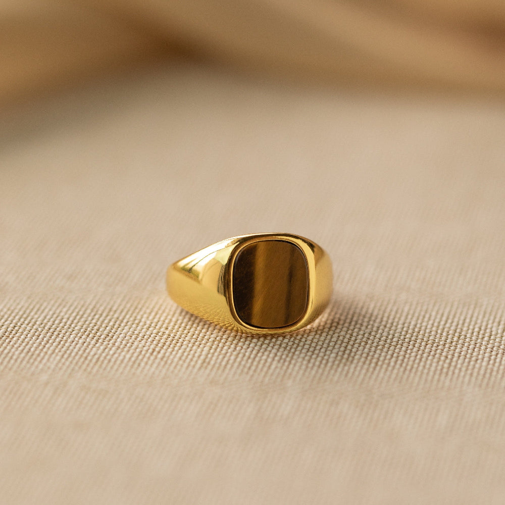 Men'S Tigers Eye Ring by  • Chunky Vintage Statement Ring, Signet Gemstone Ring • Men'S Jewelry • Gift for Him • RR097