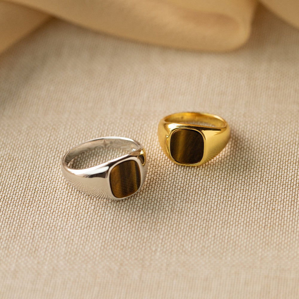 Men'S Tigers Eye Ring by  • Chunky Vintage Statement Ring, Signet Gemstone Ring • Men'S Jewelry • Gift for Him • RR097