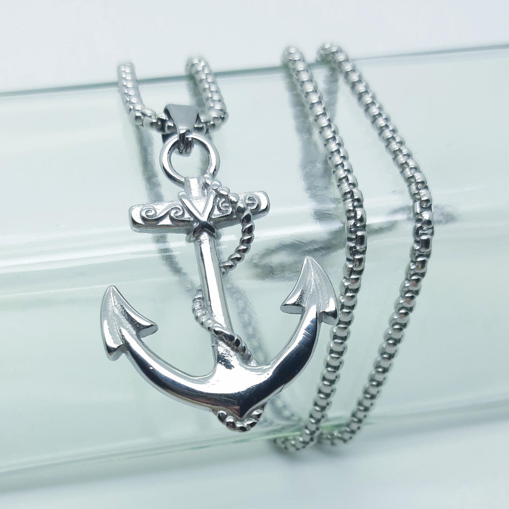 Mens Anchor Pendant Necklace Nautical Gift for Sailors Mens Travel Charm