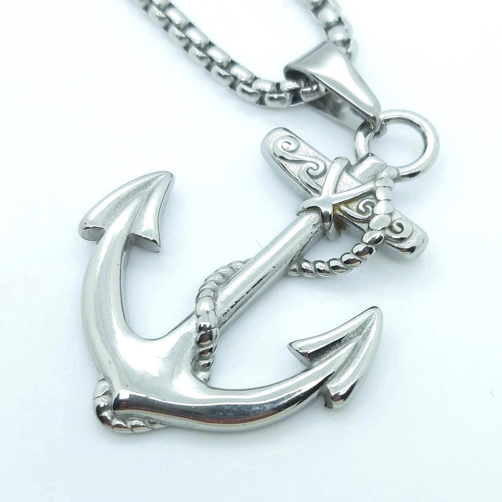 Mens Anchor Pendant Necklace Nautical Gift for Sailors Mens Travel Charm